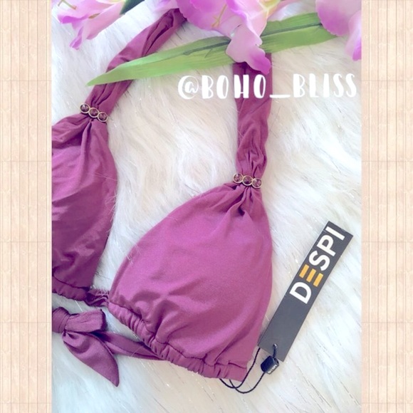 DESPI Nordstrom’s Mauve Halter Bikini Top NWT - Picture 2 of 7